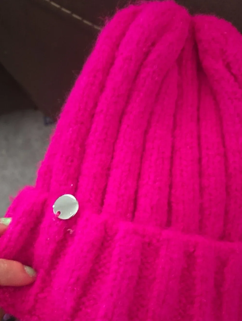 Express Women's Hot Pink Knit Beanie & Multicolor Stripe Beanie Set